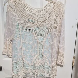 Maurices Cream Lace Crochet Blouse
